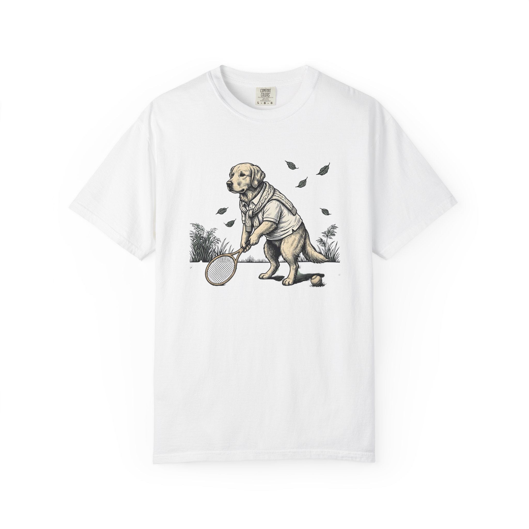 Golden Retriever Tennis Shirt Dog Athletics Gift Women Retro Tee Dog Tennis T-Shirt Dog Fan Vintage Tshirt Sports Graphic Sketch Tennis