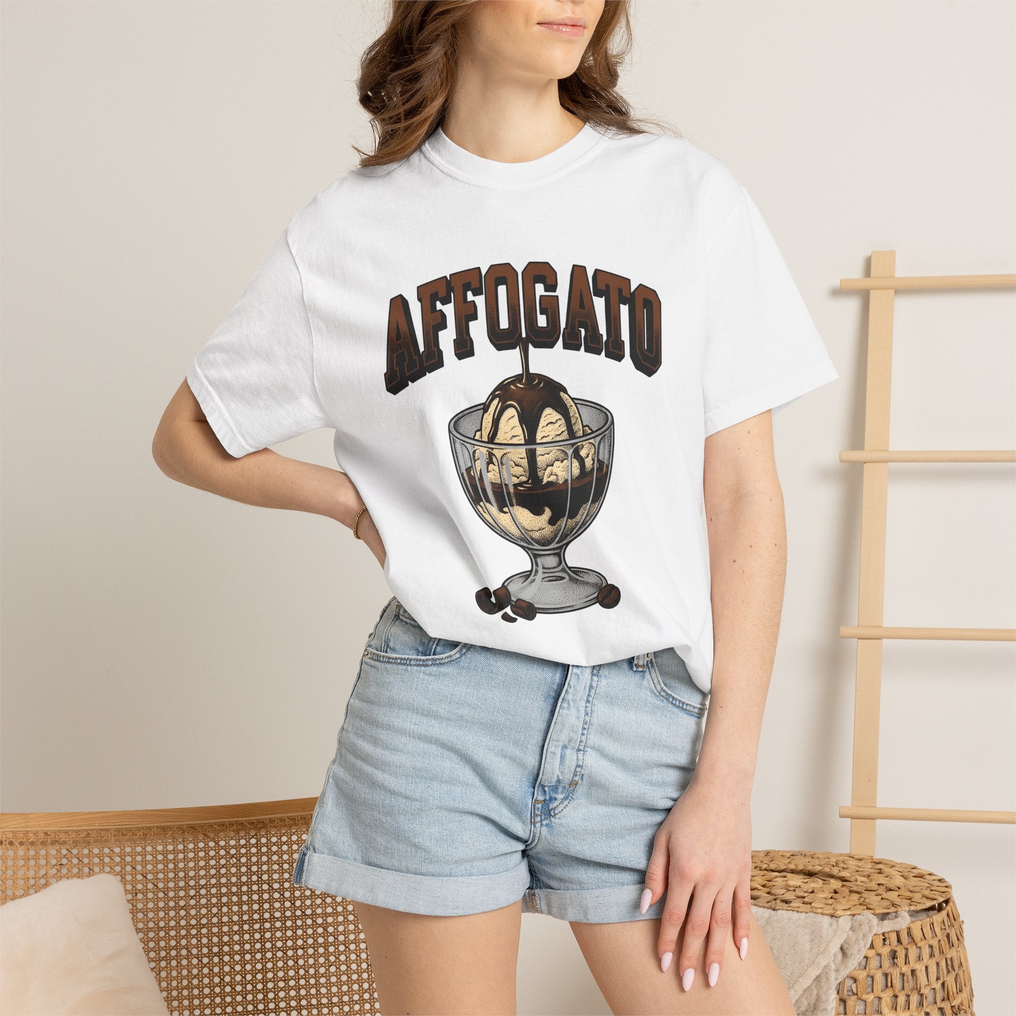 Affogato Treat Shirt Desserts Food Gift Women Retro Tee Gelato T-Shirt Sweets Fan Vintage Tshirt Cuisine Graphic Sketch Coffee Beans Tshirt
