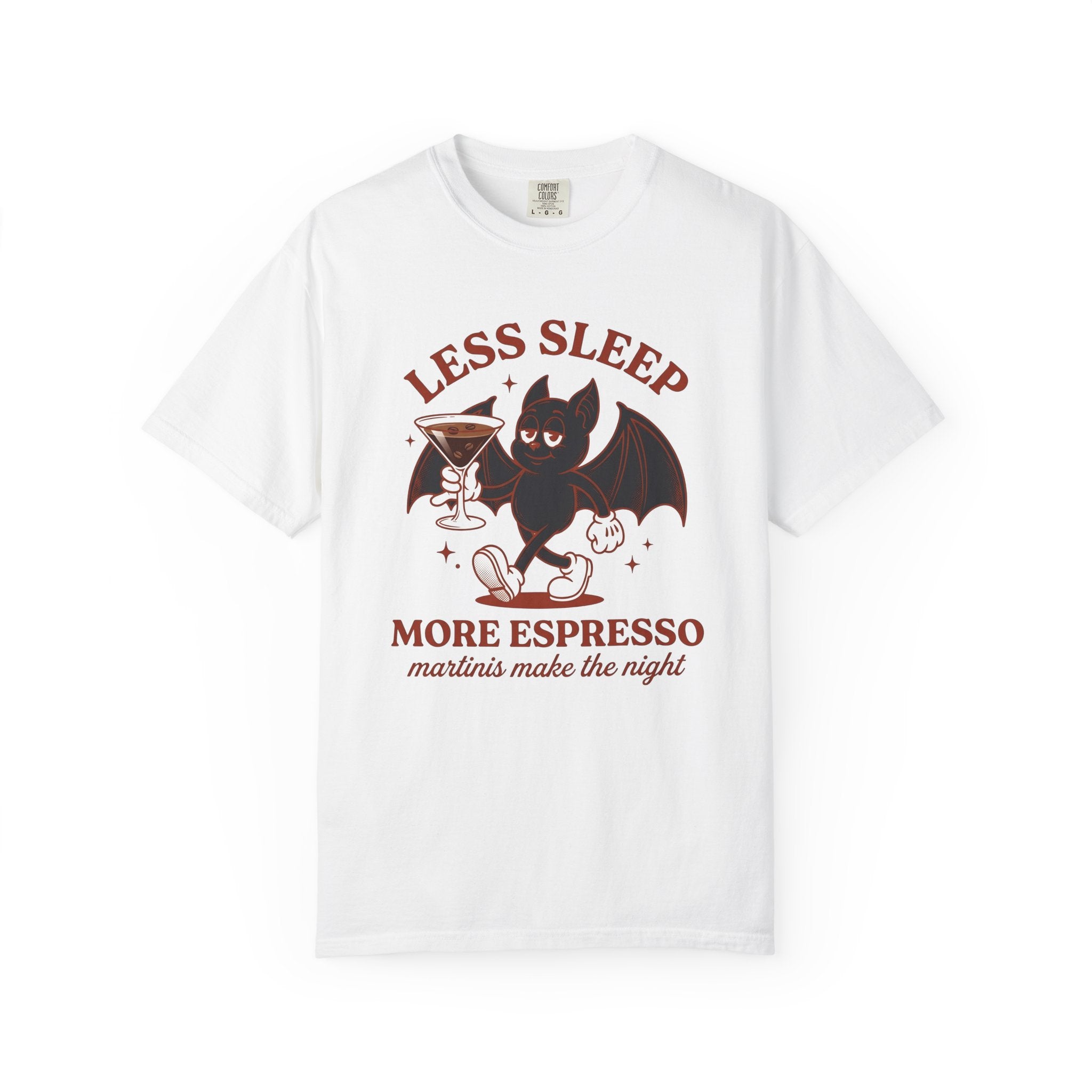 Bat Drink Shirt Coffee Joke Gift Women Vintage Tee Cocktail T-Shirt Coffee Fan Retro Illustration Funny Retro Espresso Cocktail Tshirt