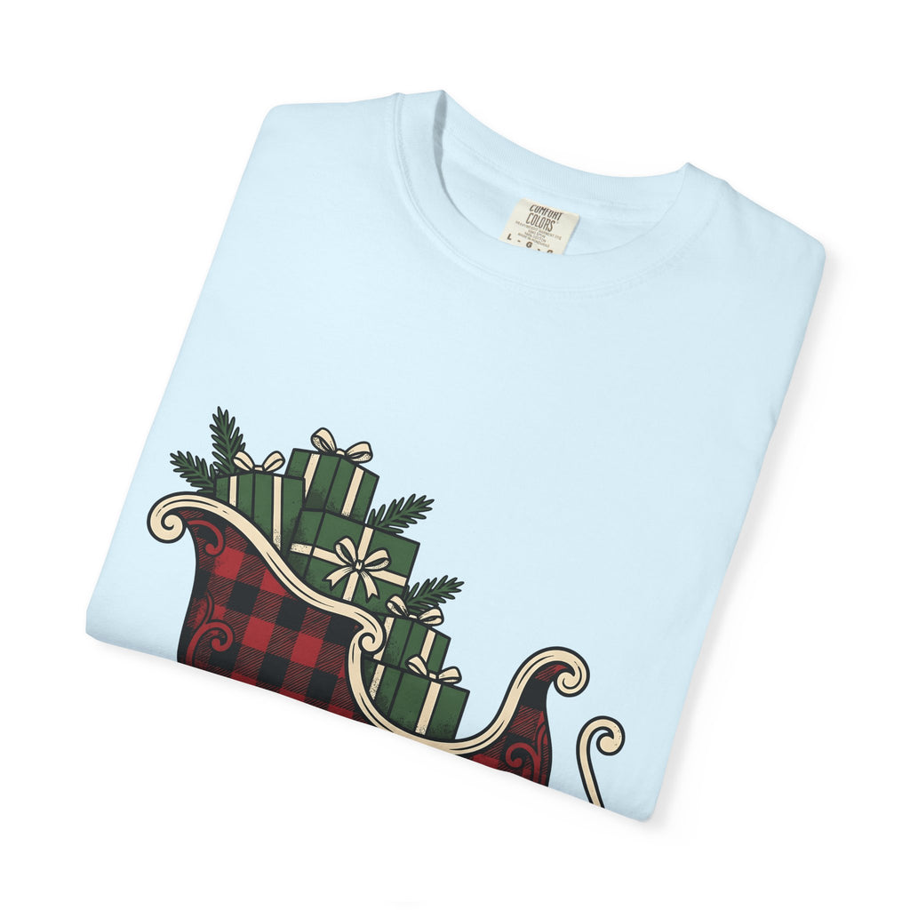 Checkered Sleigh Shirt Christmas Snow Gift Women Cabin Tee Sleigh Bell T-Shirt Xmas Fan Rustic Tshirt Frosty Graphic Country Wrapped Gifts
