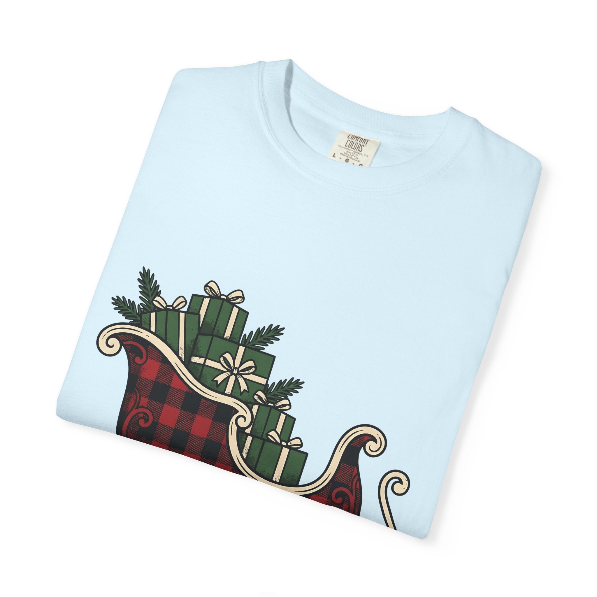Checkered Sleigh Shirt Christmas Snow Gift Women Cabin Tee Sleigh Bell T-Shirt Xmas Fan Rustic Tshirt Frosty Graphic Country Wrapped Gifts