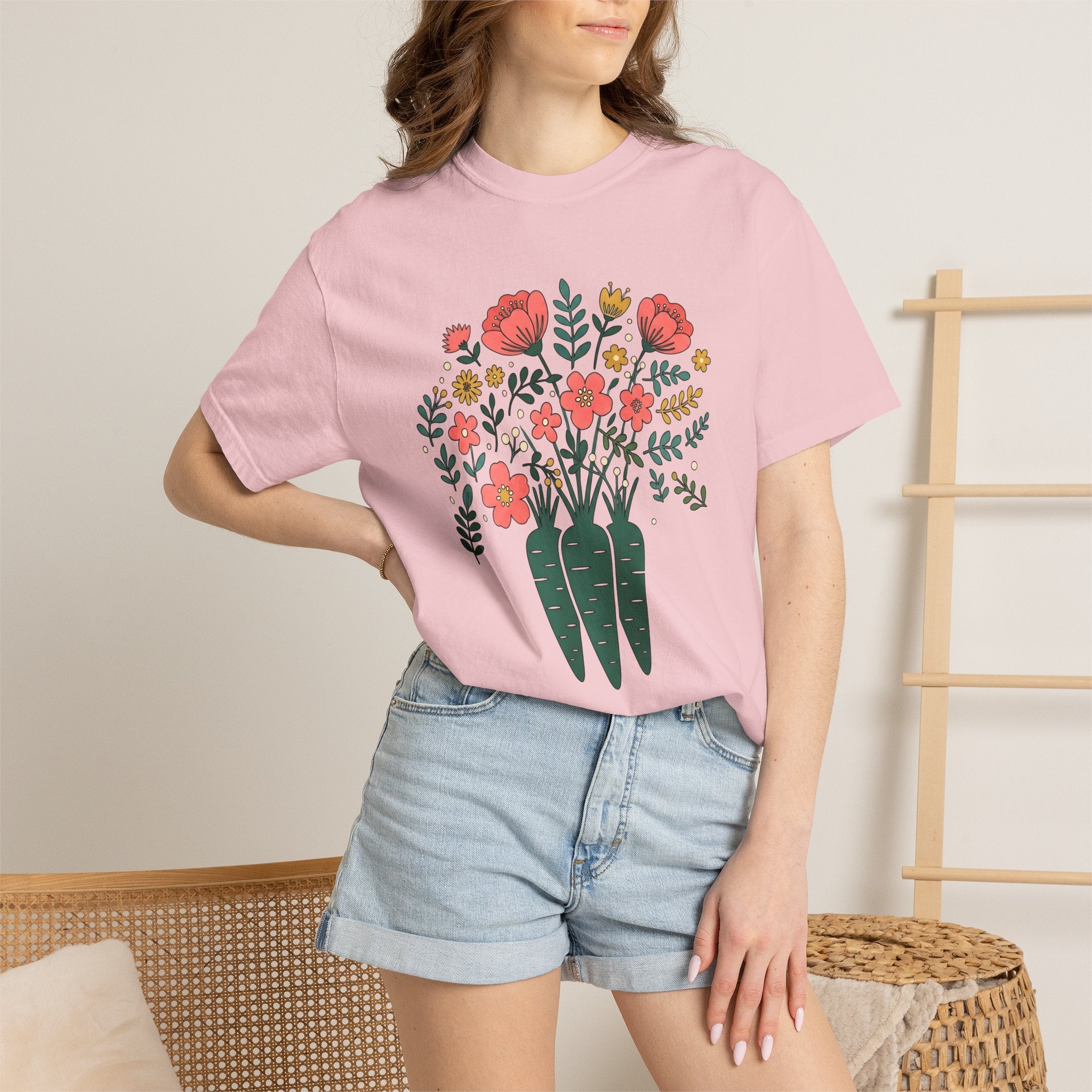 Veggie Bouquet Shirt Easter Flora Gift Women Cute Tee Flower Arrangement T-Shirt Spring Fan Floral Tshirt Botanical Graphic Outline Wild