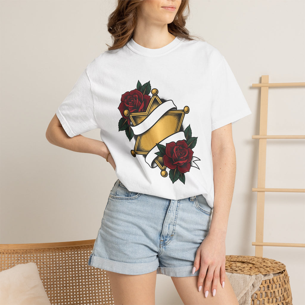Sheriff Emblem Shirt Cowgirl Rodeo Gift Women Neo Traditional Tattoo Tee Badge T-Shirt Cowgirl Fan Tattooed Tshirt Rodeo Graphic Hand Drawn
