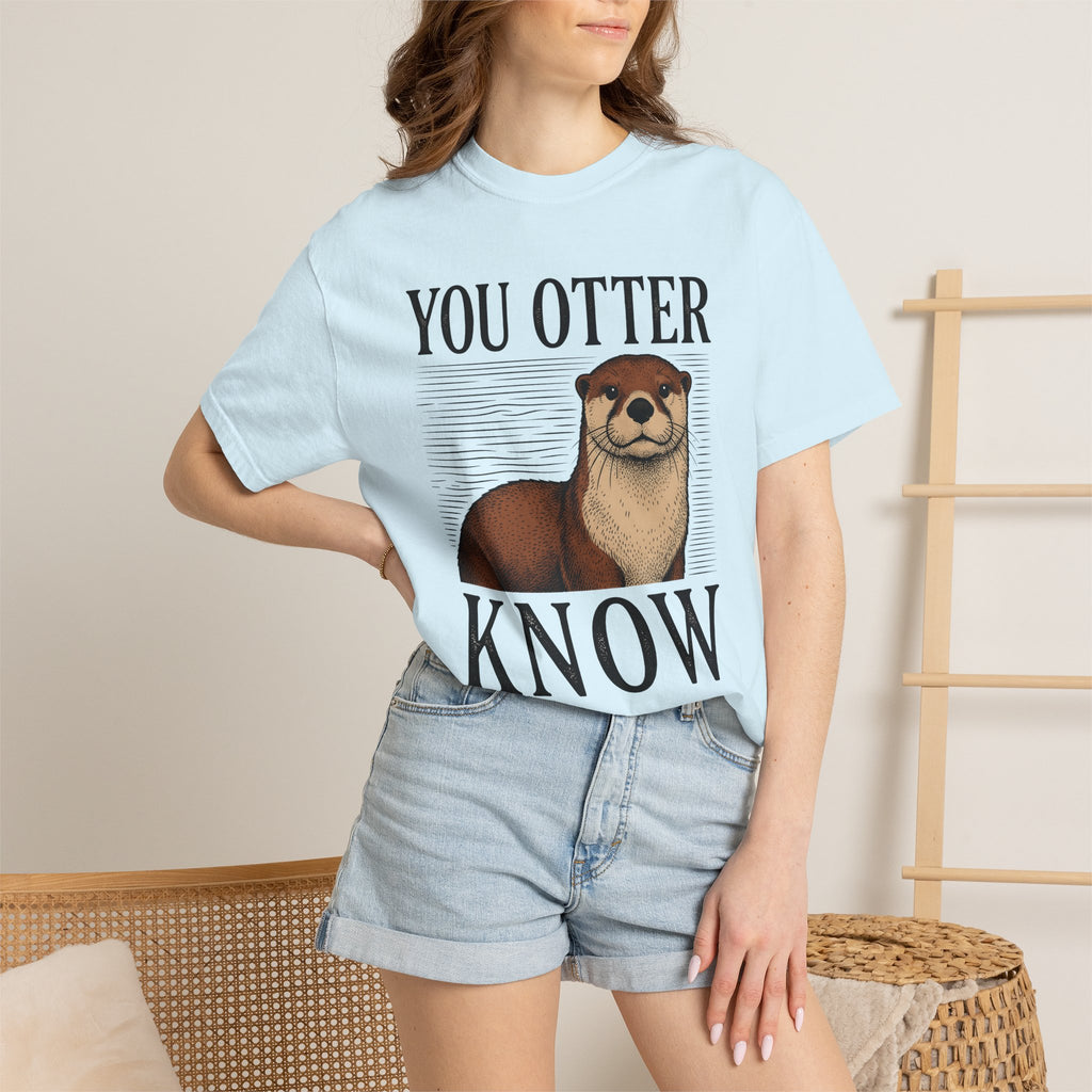 Otter Art Shirt Funny Fauna Gift Women Line Art Tee Otter T-Shirt Humor Fan Minimalist Tshirt Wildlife Graphic Cartoon Timber Texture Tshirt