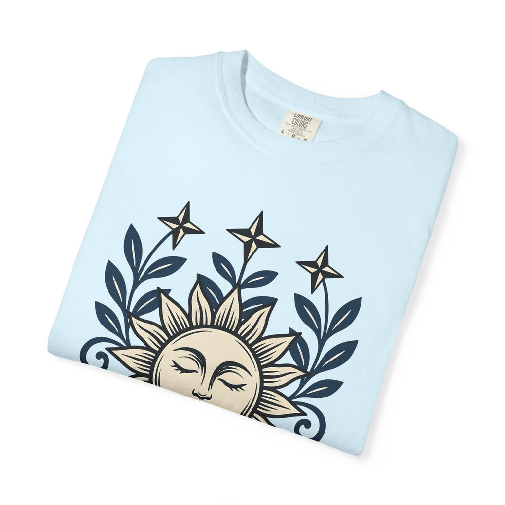 Sun Face Shirt Boho Chic Stars Gift Women Folk Tee Sun T-Shirt Bohemian Fan Tribal Tshirt Celestial Graphic Rustic Blossom Tshirt