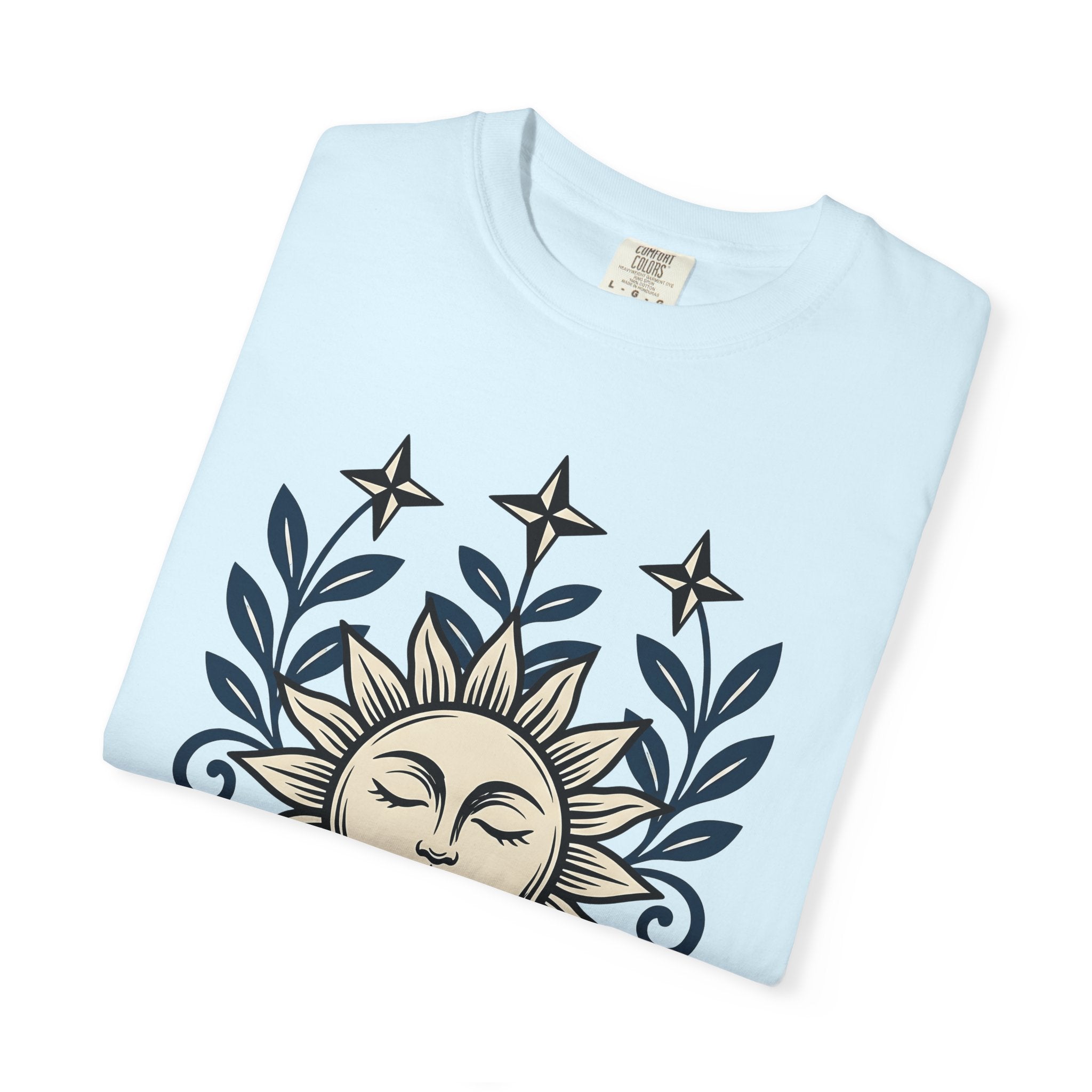 Sun Face Shirt Boho Chic Stars Gift Women Folk Tee Sun T-Shirt Bohemian Fan Tribal Tshirt Celestial Graphic Rustic Blossom Tshirt