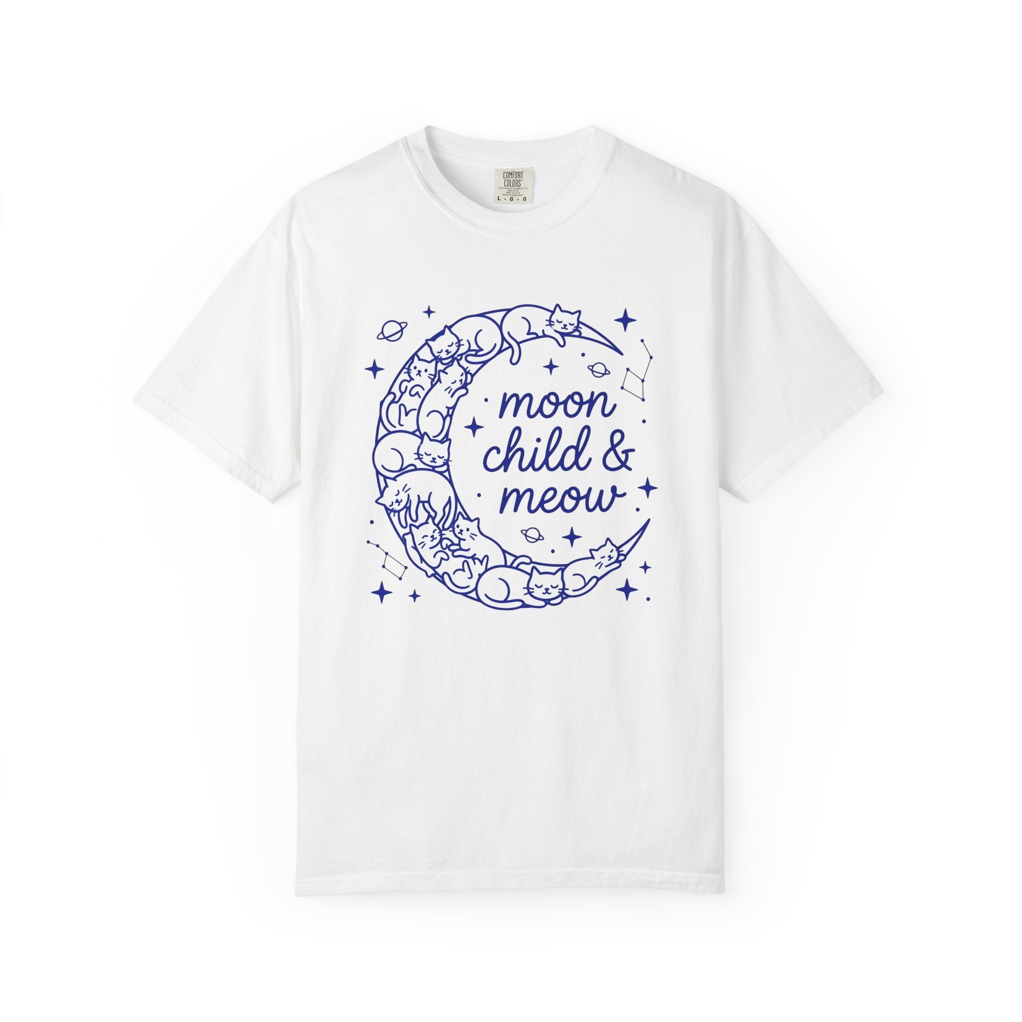 Moon Kittens Shirt Cat Zodiac Gift Women Sketch Tee Kitten T-Shirt Cat Fan Drawing Graphic Astrology Design Geometric Twinkles Tshirt
