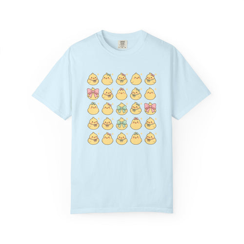 Baby Chick Drawing Shirt Easter Darling Gift Women Playful Tee Chick T-Shirt Easter Fan Cute Tshirt Sweet Graphic Illustrated Pale Bow