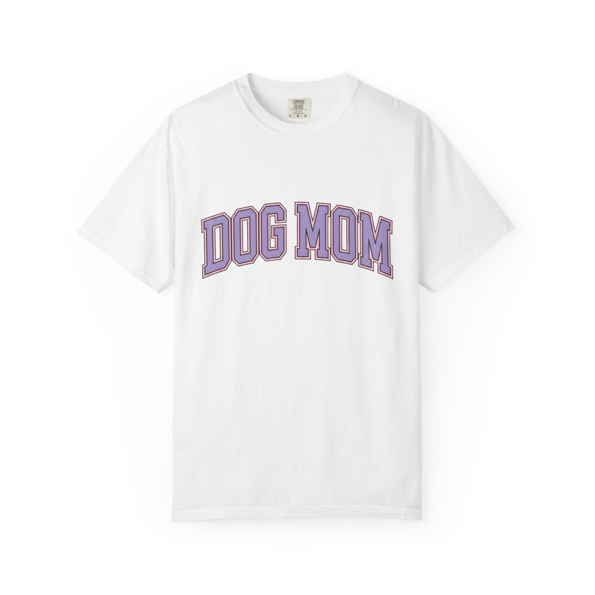 Varsity Script Shirt Dog Mom Furry Gift Women Heavy Tee Letterman T-Shirt Dog Mom Fan Bold Tshirt Pet Graphic Old School Dog Tshirt