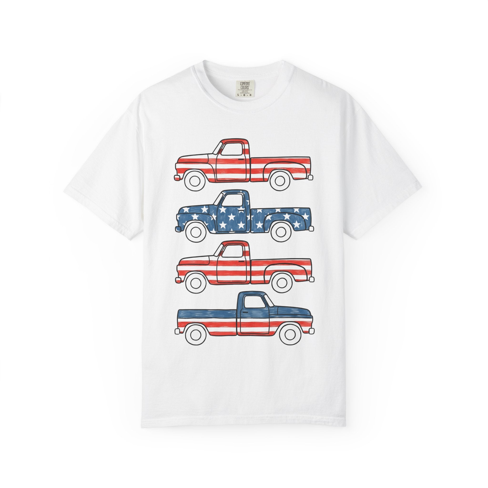 Retro Truck Shirt 4th Of July Automobile Gift Women Vintage Patriotic Tee Lorry T-Shirt Independence Day Enthusiast Classic Tshirt Car