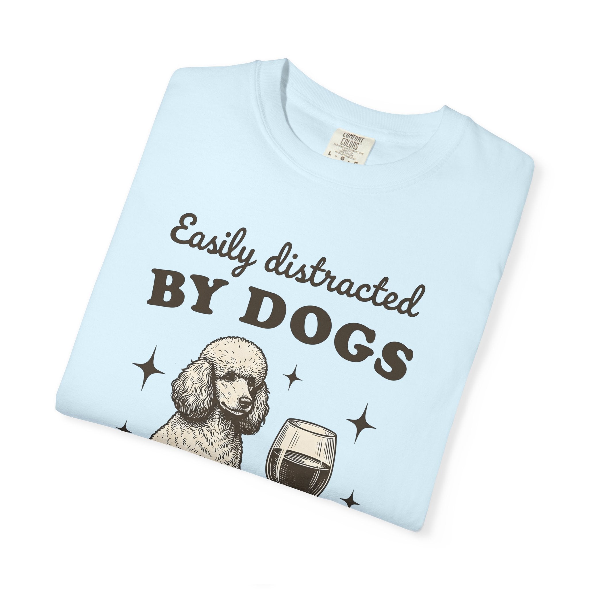Poodle Puppy Shirt Dog Vino Gift Women Retro Tee Puppy T-Shirt Dog Fan Poodle Tshirt Wine Graphic Sketch Wine Cup Tshirt