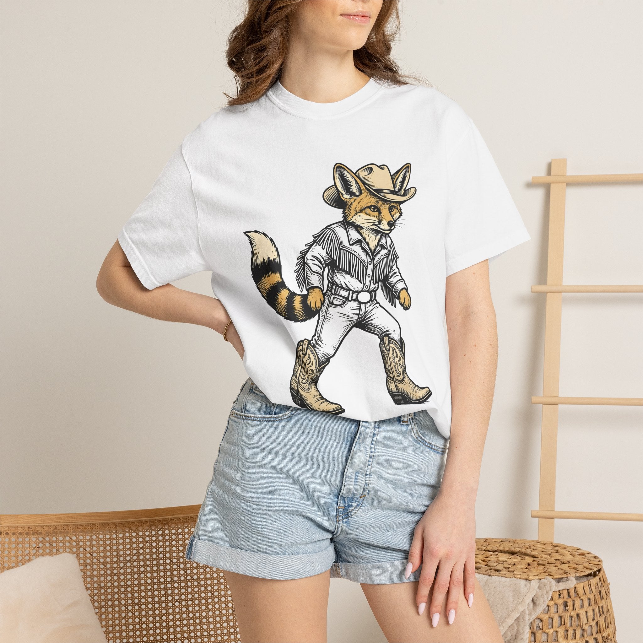 Fox Cowgirl Shirt Cowgirl Fauna Gift Women Hand Drawn Tee Vixen T-Shirt Cowboy Fan Wildlife Graphic Kitten Line Art Cowboy Boots Tshirt