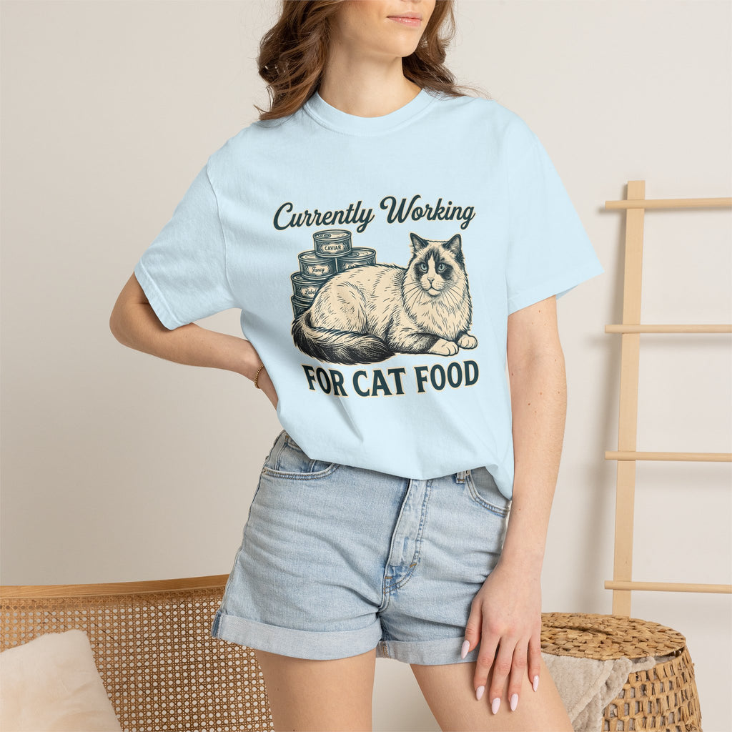 Ragdoll Pussycat Shirt Cat Companion Gift Women Distressed Tee Cat T-Shirt Cat Fan Vintage Tshirt Friend Graphic Line Art Kitty Food Cans