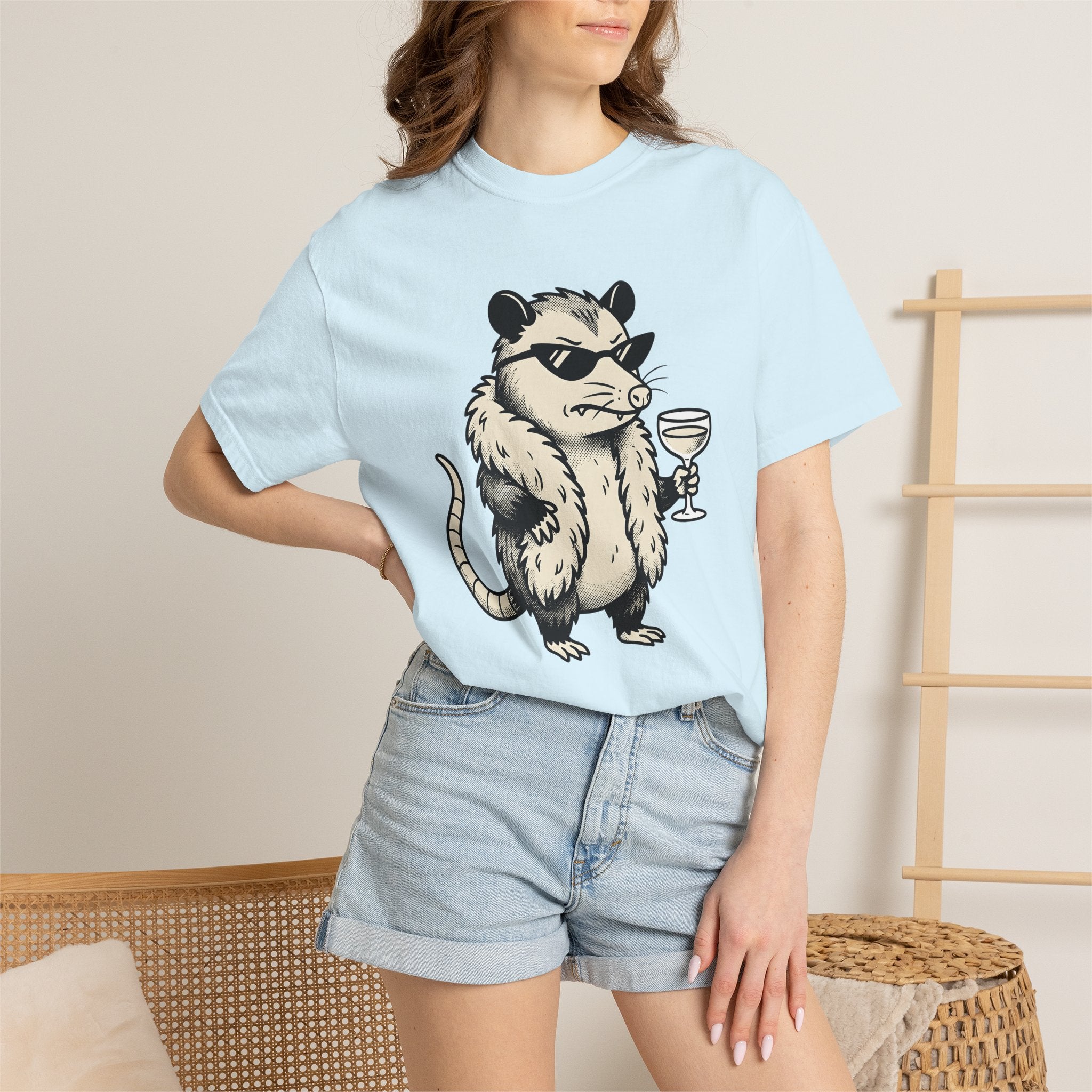 Opossum Sunglasses Shirt Cute Animal Gift Women Cartoon Tee Possum T-Shirt Kawaii Fan Cartoonish Tshirt Creature Graphic Vintage Cocktail