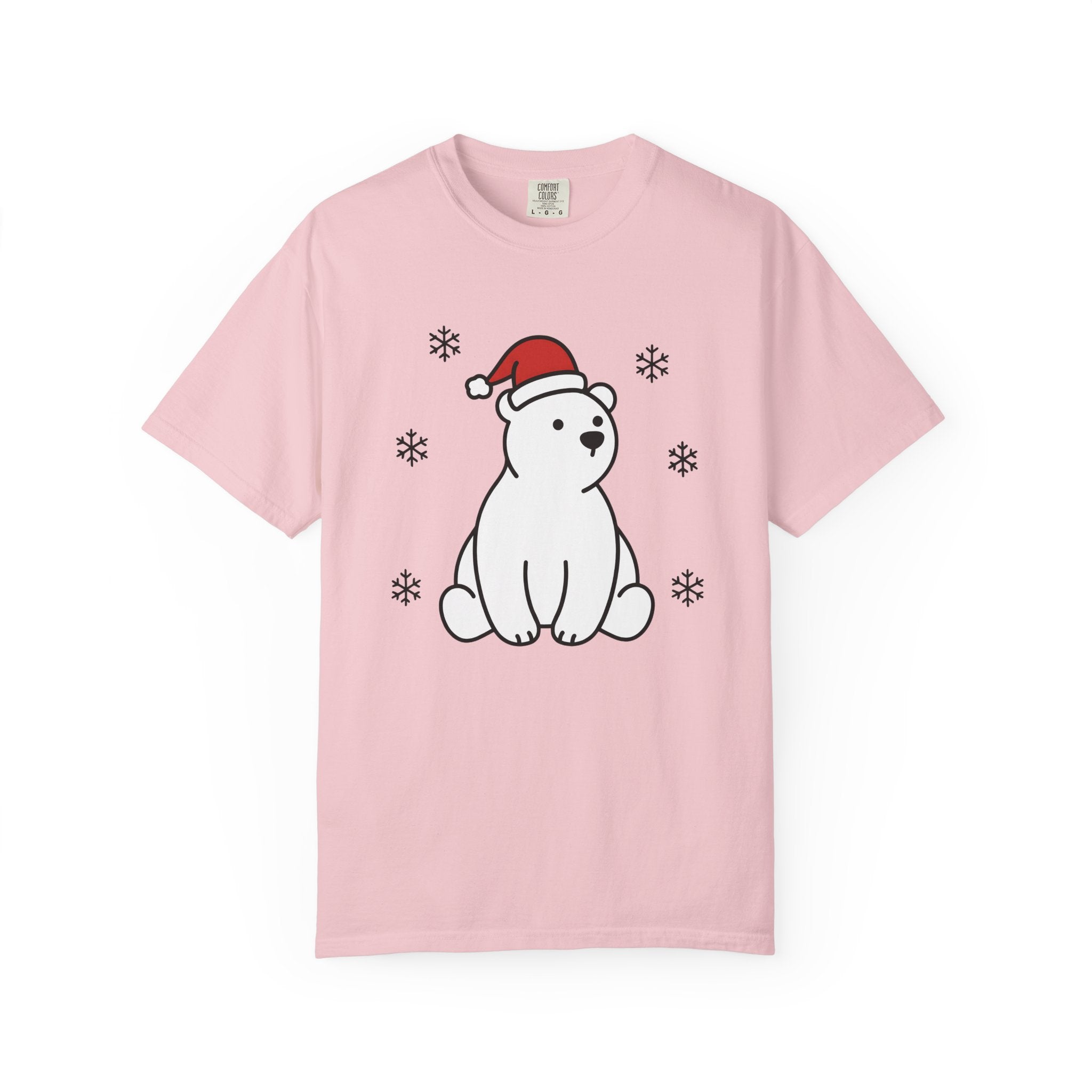 Arctic Bear Shirt Christmas Wildlife Gift Women Adorable Tee Polar Bear T-Shirt Xmas Fan Cute Tshirt Animal Graphic Simple Ice Crystals