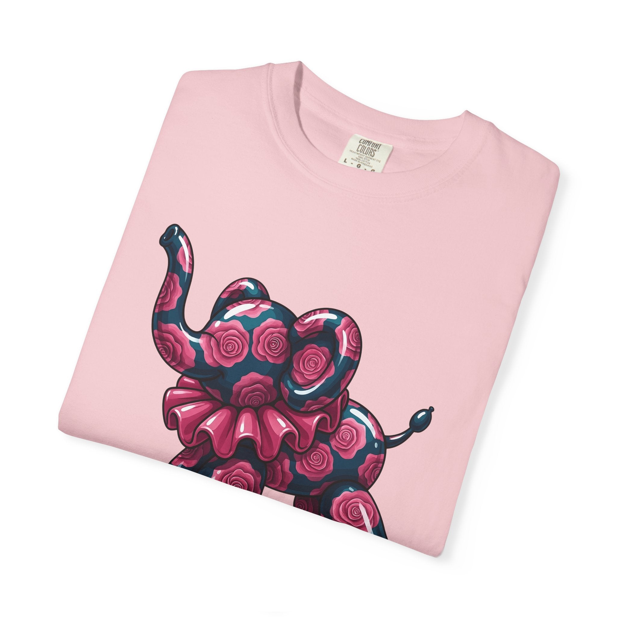 Balloon Elephant Shirt Cute Animal Gift Women Kawaii Tee Balloon Animal T-Shirt Adorable Fan Cute Illustration Creature Graphic Cartoon Rose
