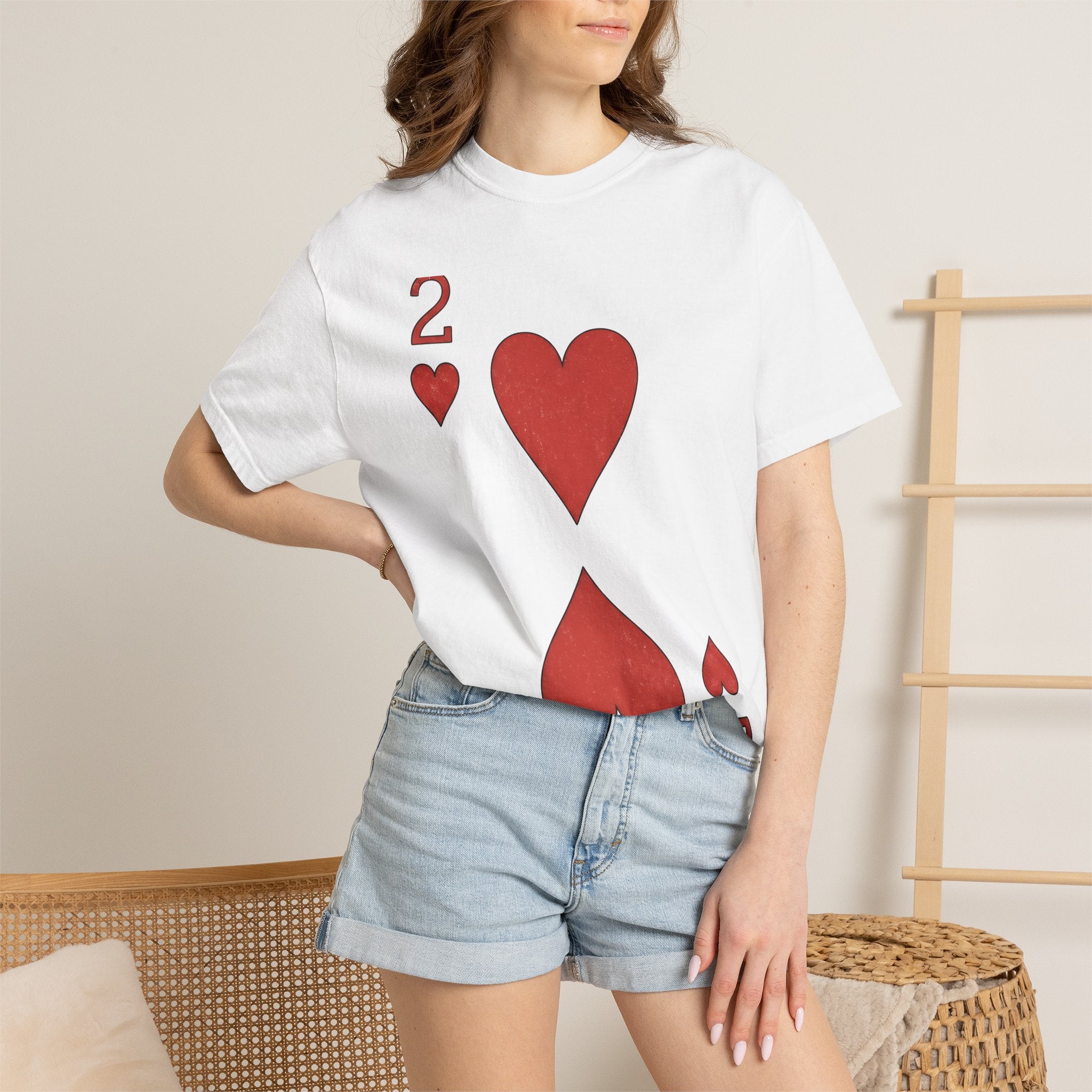 Heart Card Shirt Valentine's Day Love Gift Women Minimalist Tee Card T-Shirt Valentine Fan Simple Tshirt Romance Graphic Vintage Playing