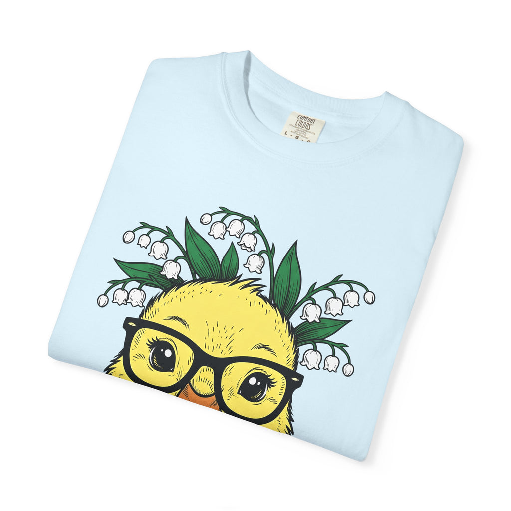 Duck Chick Spectacles Shirt Easter Creature Gift Women Animated Tee Duckling T-Shirt Easter Fan Cartoon Tshirt Animal Graphic Doodle Flower