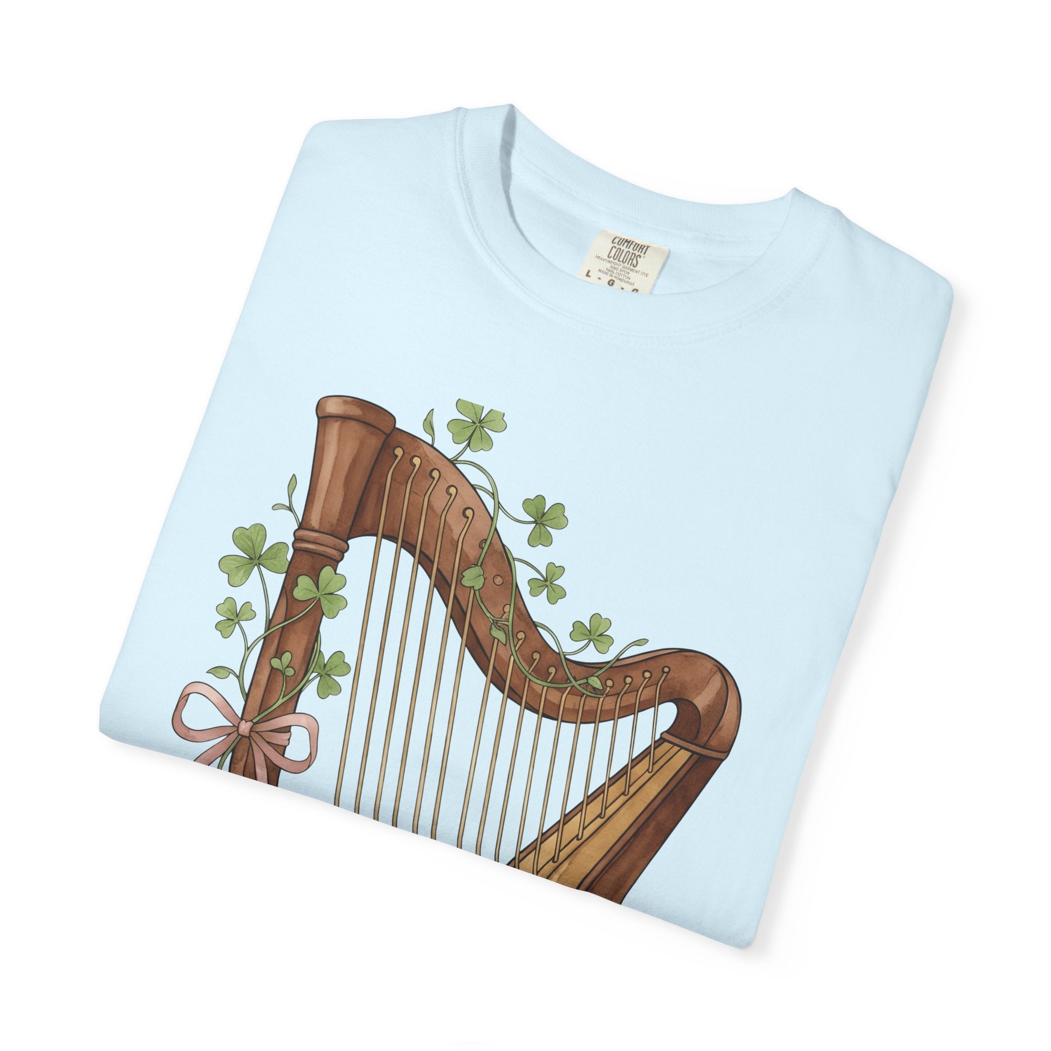 Harp Illustration Shirt St Patrick's Day Celtic Gift Women Watercolor Tee Lyre T-Shirt Irish Fan Watercolour Tshirt Gaelic Graphic Sketch