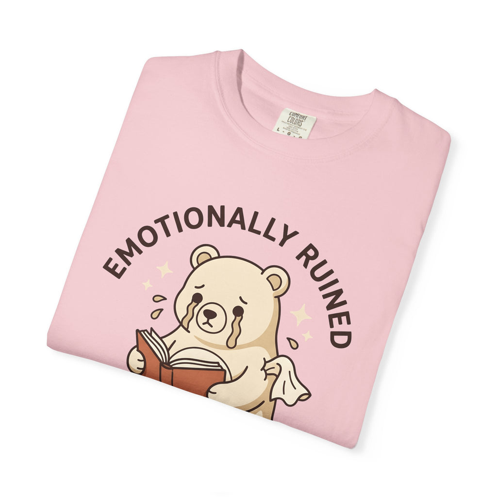 Crying Bear Shirt Cute Bookworm Gift Women Chibi Tee Teddy T-Shirt Adorable Fan Cartoon Tshirt Bibliophile Graphic Illustration Open Book