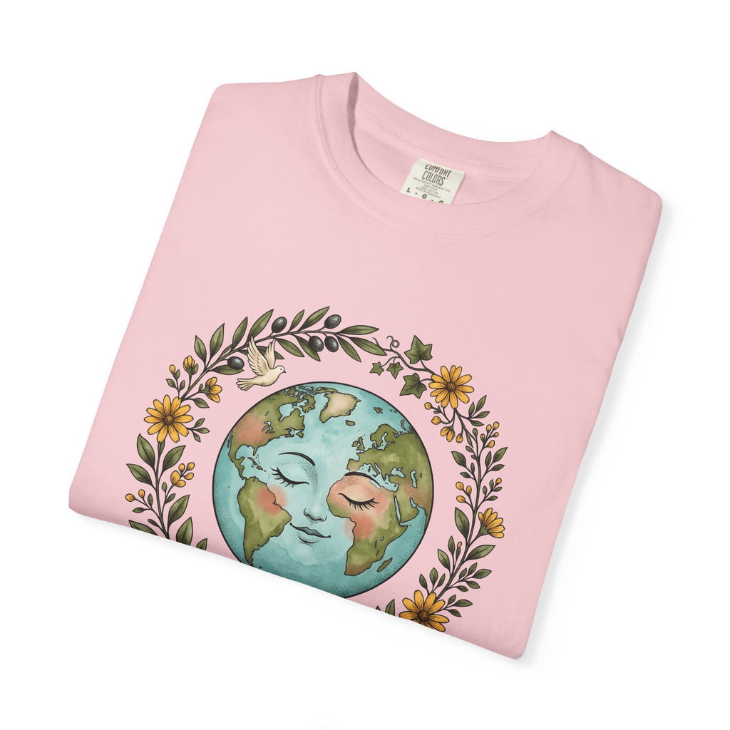 Planet Face Shirt Boho Chic Environment Gift Women Brushstroke Tee World T-Shirt Bohemian Fan Painted Tshirt Ecological Graphic Doodle