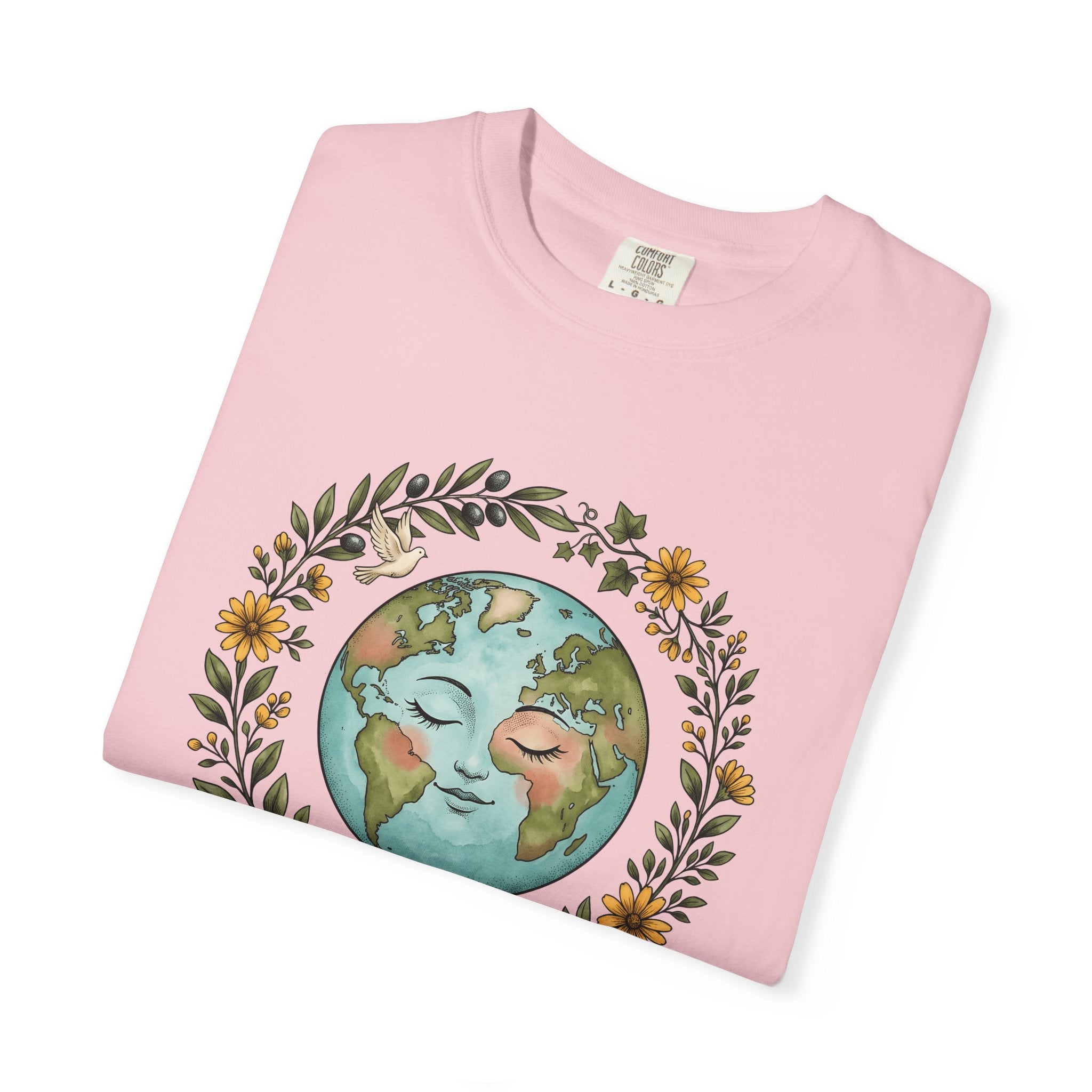 Planet Face Shirt Boho Chic Environment Gift Women Brushstroke Tee World T-Shirt Bohemian Fan Painted Tshirt Ecological Graphic Doodle