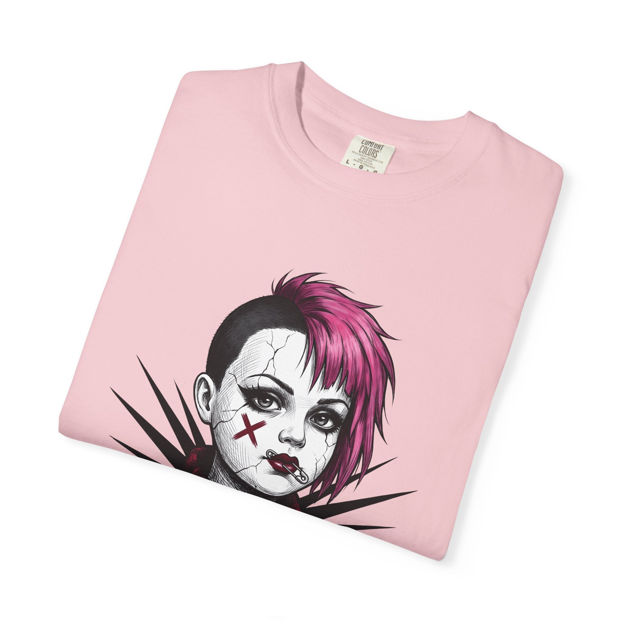 Rebellious Girl Shirt Punk Apparel Gift Women Urban Tee Tomboy T-Shirt Punk Fan Streetwear Tshirt Clothing Graphic Doodle Brooch Tshirt