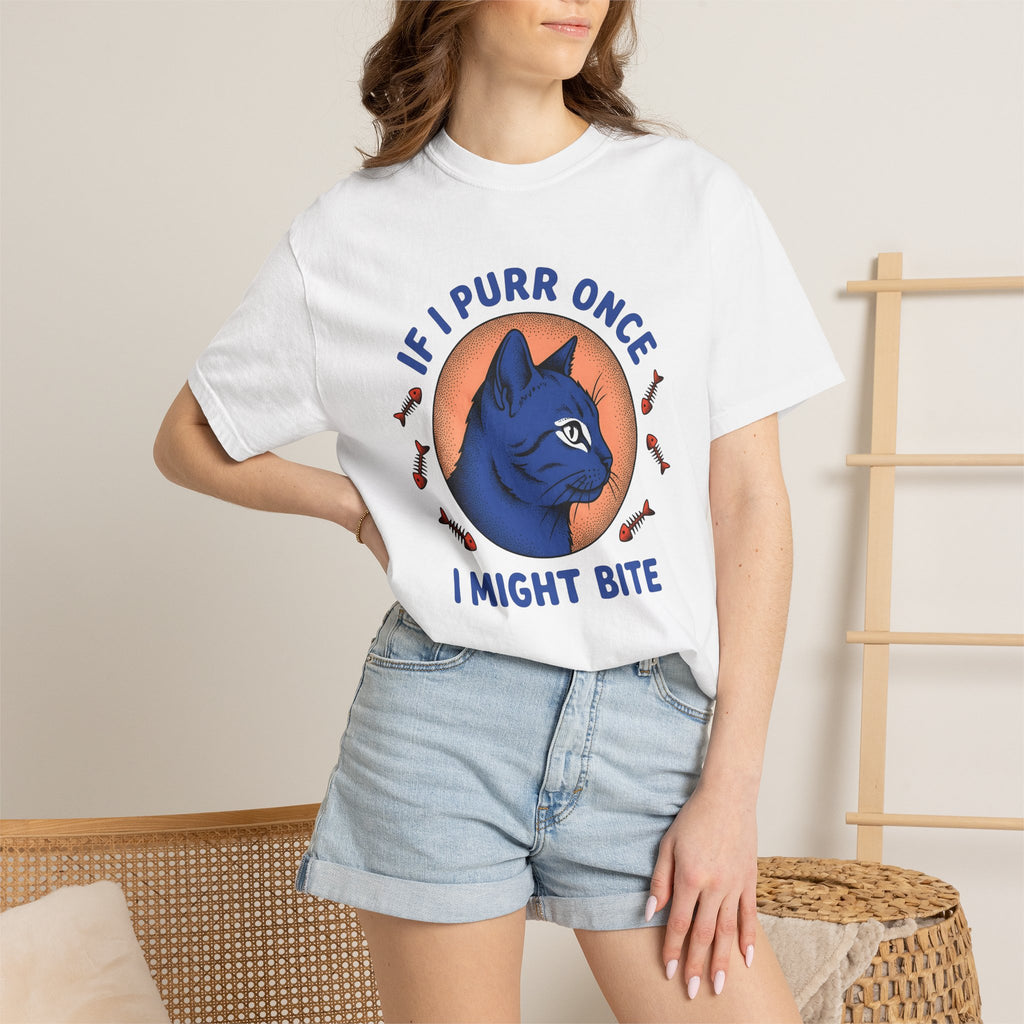 Blue Feline Artwork Shirt Cat Comedy Gift Women Colorful Tee Cat T-Shirt Cat Fan Fancy Tshirt Humor Graphic Classic Fish Spine Tshirt