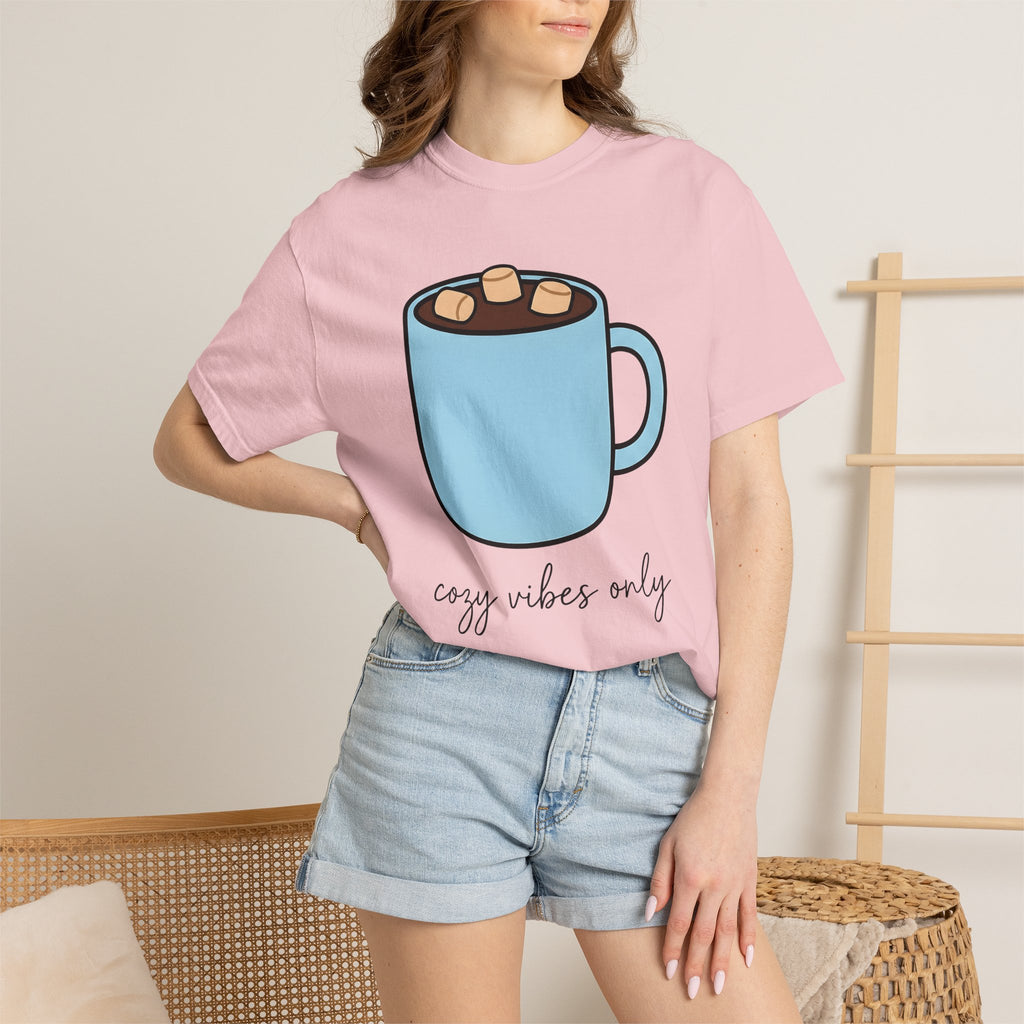 Warm Chocolate Mug Shirt Drinks Snug Gift Women Line Art Tee Hot Chocolate T-Shirt Beverage Fan Minimalist Tshirt Cozy Graphic Outline