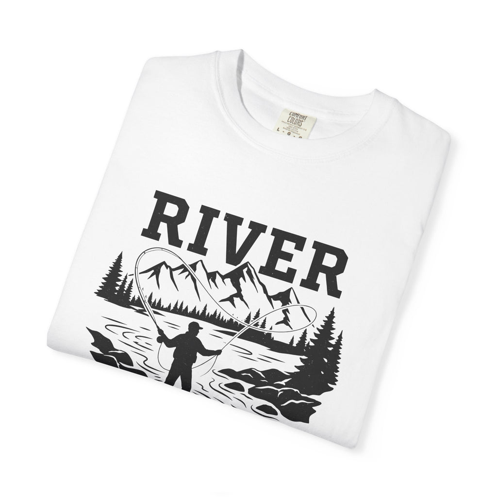 Fly Fishing Shirt Fishing Hiking Gift Women Retro Tee Flyfishing T-Shirt Angler Enthusiast Vintage Tshirt Trekker Graphic Doodle Peak Tshirt