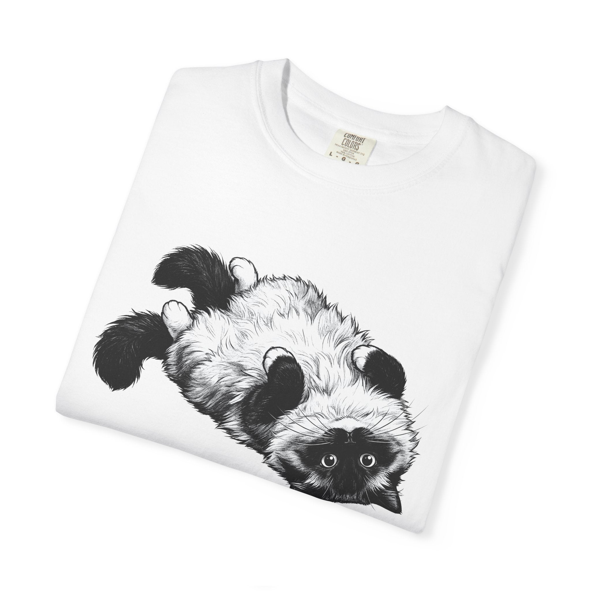 Fluffy Cat Shirt Cat Pet Supplies Gift Women Illustration Tee Kitten T-Shirt Cat Fan Feline Tshirt Pet Graphic Simple Playful Pose Tshirt