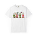 Bunny Boba Tea Shirt Easter Animal Gift Women Cute Tee Bubble Tea T-Shirt Easter Fan Cartoon Tshirt Creature Graphic Hand Drawn Easter Eggs