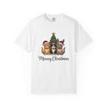 Festive Cats Shirt Christmas Feline Gift Women Illustration Tee Kitty T-Shirt Xmas Fan Cat Graphic Catty Doodle Design Doodle Pine Tree