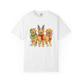 Retriever Dog Shirt Christmas Pets Gift Women Sketch Tee Dog T-Shirt Christmas Fan Drawing Graphic Retro Holiday Lights Tshirt