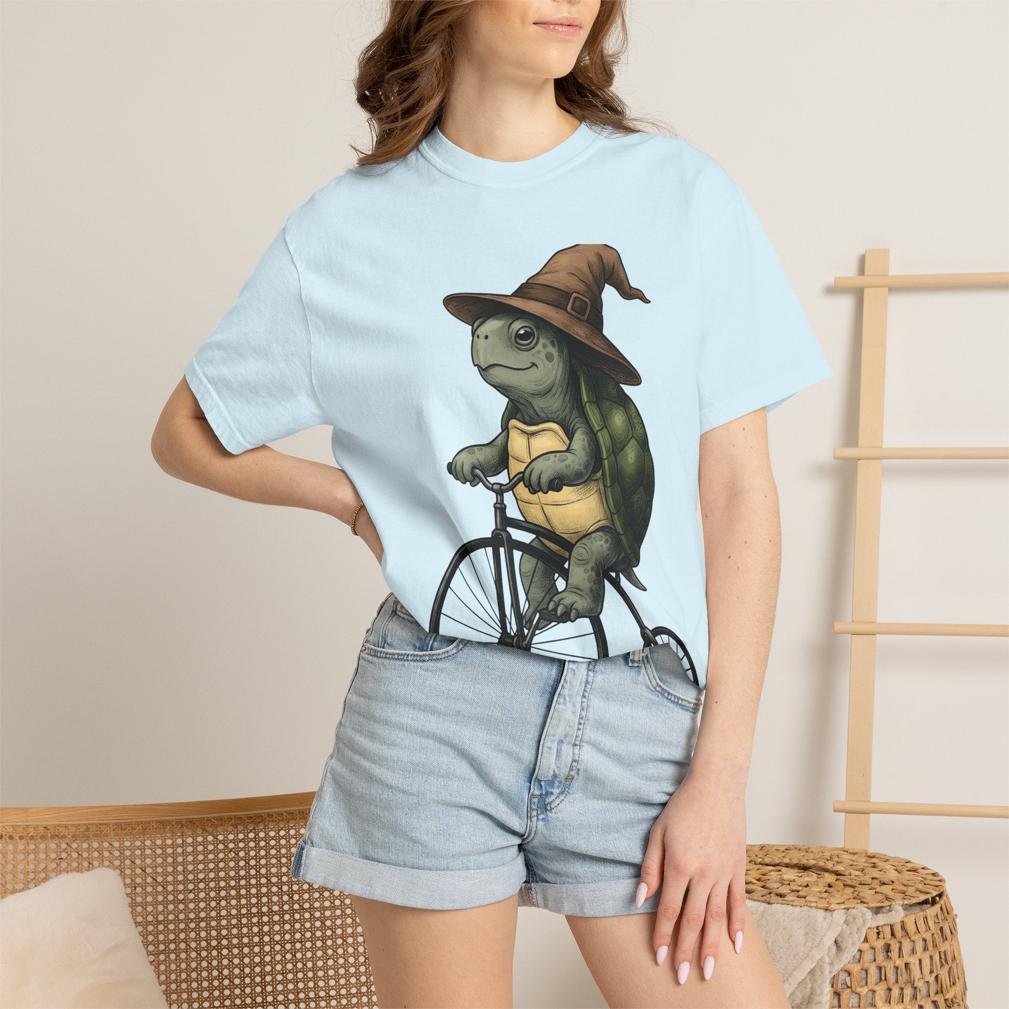 Turtle Bike Shirt Teacher Pets Gift Women Hand Drawn Tee Cycle T-Shirt Educator Enthusiast Illustrated Tshirt Animal Graphic Classic