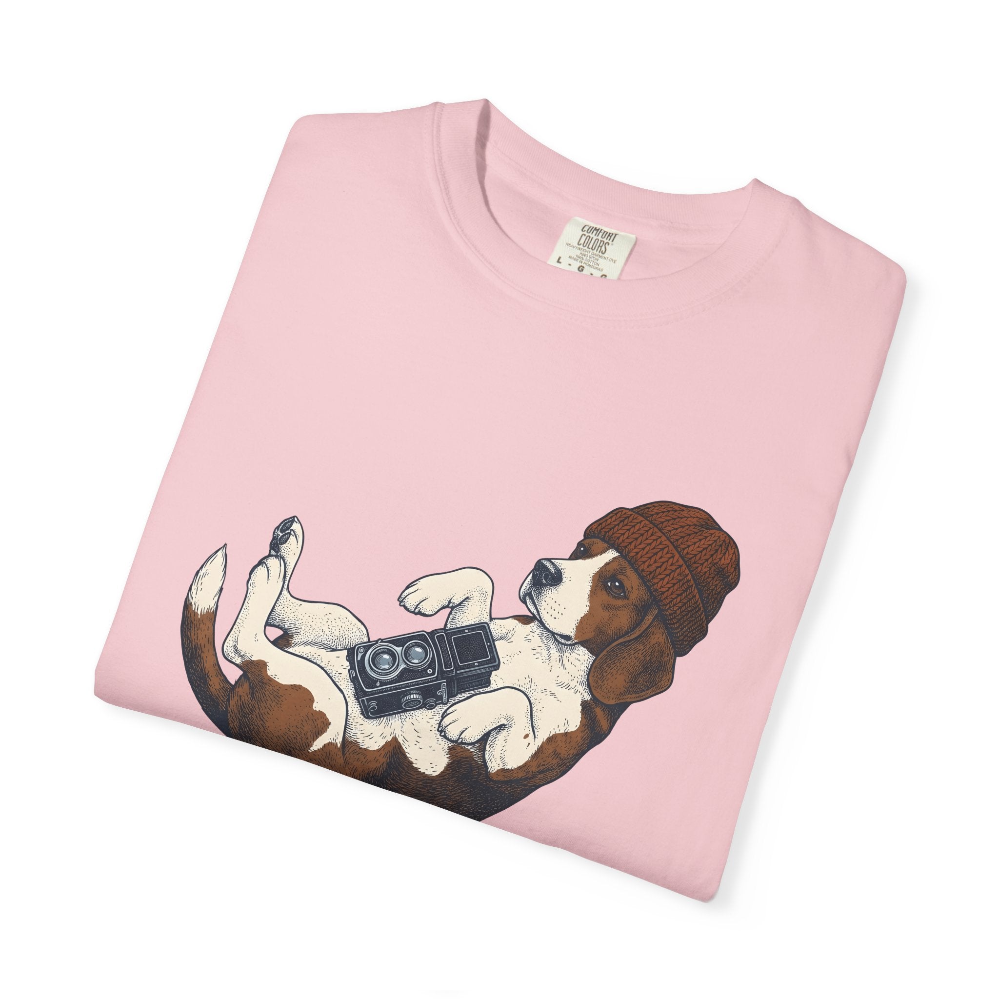 Beagle Puppy Shirt Dog Camera Gear Gift Women Sketch Tee Puppy T-Shirt Dog Fan Hound Tshirt Photography Graphic Retro Photo Camera Tshirt