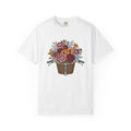 Cycle Basket Flowers Shirt Easter Petals Gift Women Floral Drawing Tee Bicycle Basket T-Shirt Spring Fan Floral Art Tshirt Floral Design