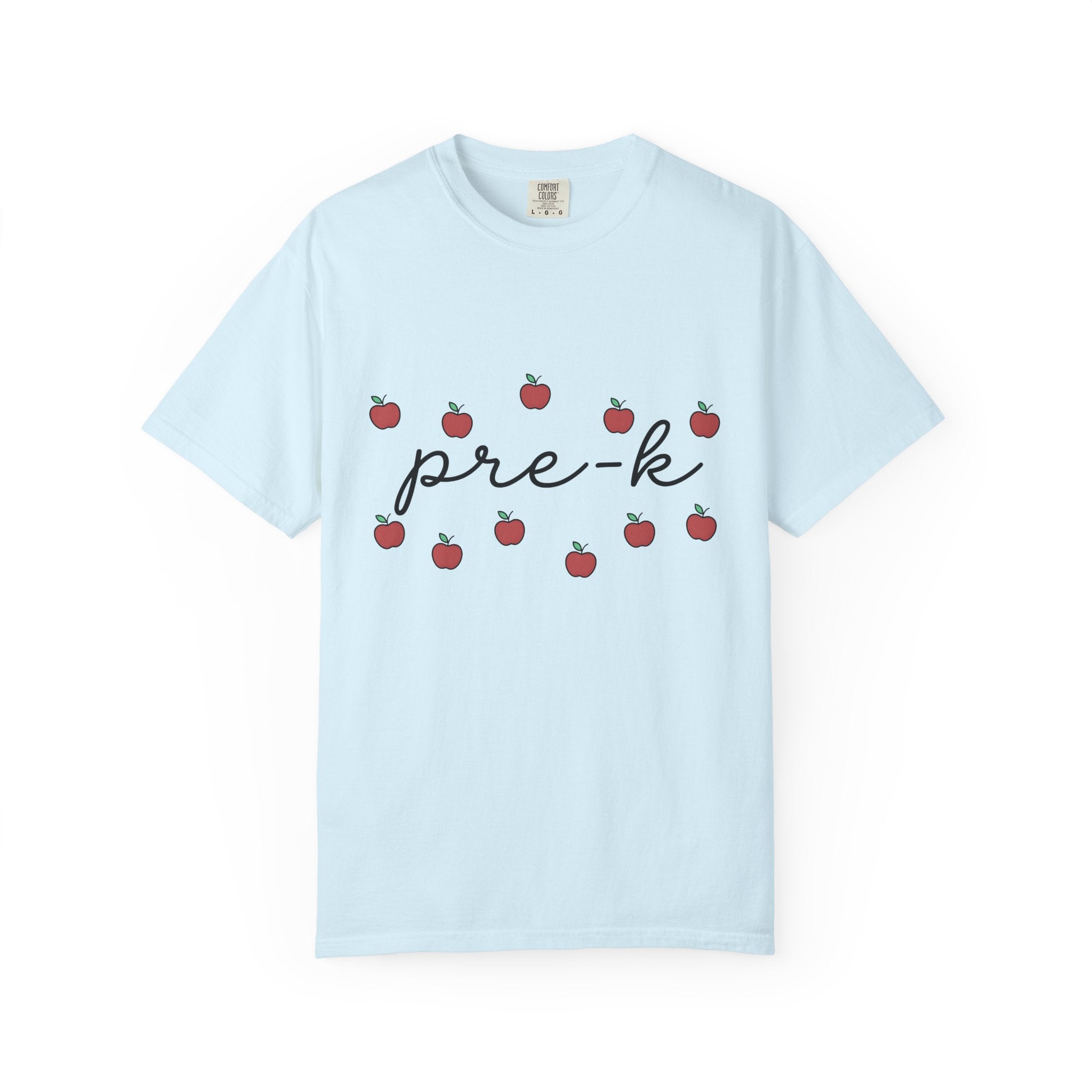 Apple Print Shirt Teacher Classroom Gift Women Cute Tee Fruit T-Shirt Educator Enthusiast Adorable Tshirt School Graphic Simple Sketch Fruit