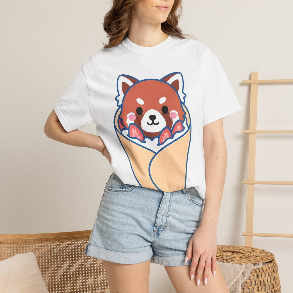 Red Panda Crepe Shirt Desserts Animal Gift Women Kawaii Tee Crepes T-Shirt Pastry Fan Crepe Tshirt Wildlife Graphic Cartoon Whipped Cream