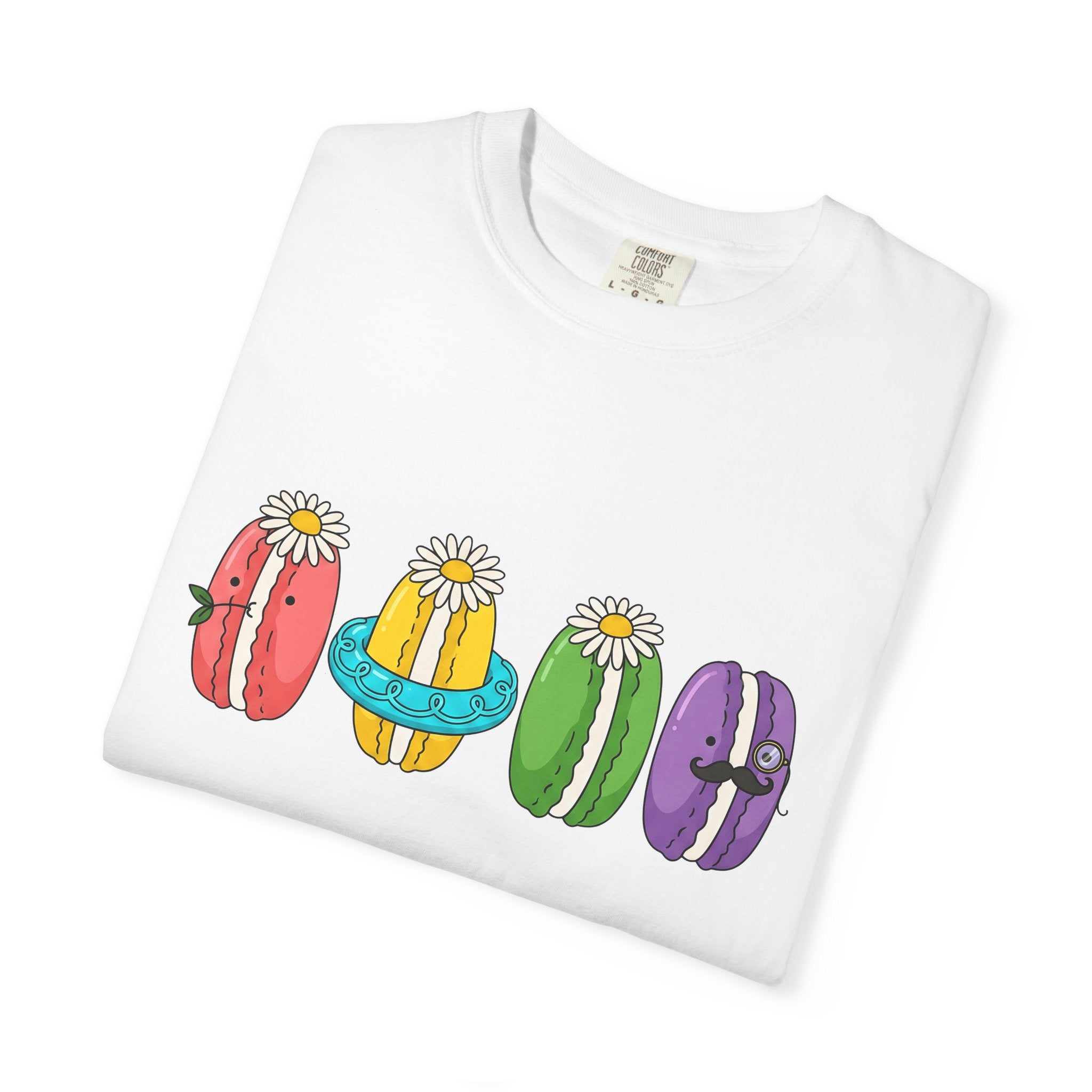 Cute Macarons Shirt Desserts Food Gift Women Kawaii Tee Macaron T-Shirt Pastry Fan Mochi Tshirt Foodie Graphic Cartoon Flowers Tshirt