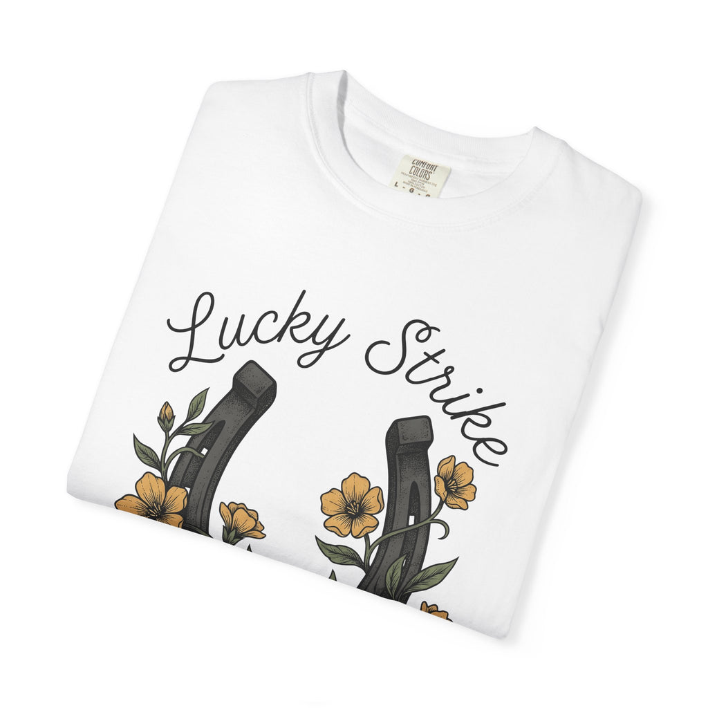 Horseshoe Bloom Shirt Boho Chic Fortune Gift Women Line Art Tee Lucky Clover T-Shirt Bohemian Fan Hand Drawn Tshirt Prosperity Graphic