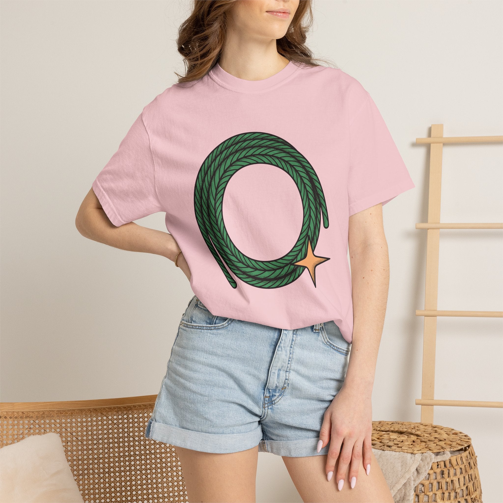 Green Rope Wreath Shirt St Patrick's Day Western Gift Women Bold Graphic Tee Wreath T-Shirt Shamrock Fan Graphic Tshirt Cowboy Graphic