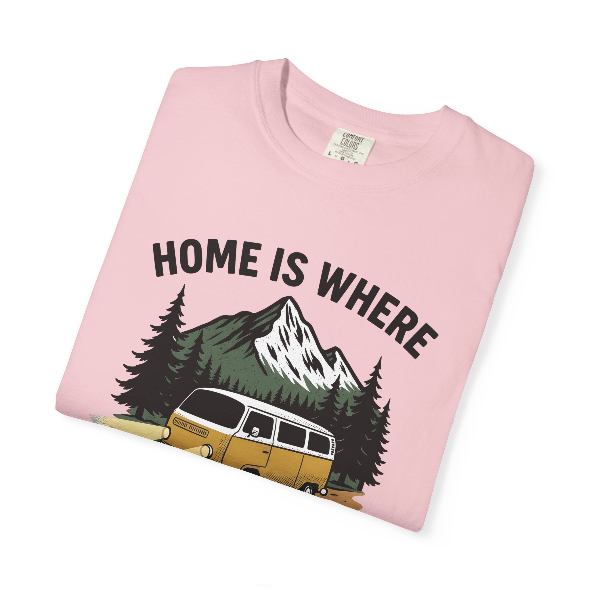 Camper Bus Shirt Camping Hiking Gift Women Classic Tee Motorhome T-Shirt Camper Fan Vintage Tshirt Trekker Graphic Outline Hill Tshirt