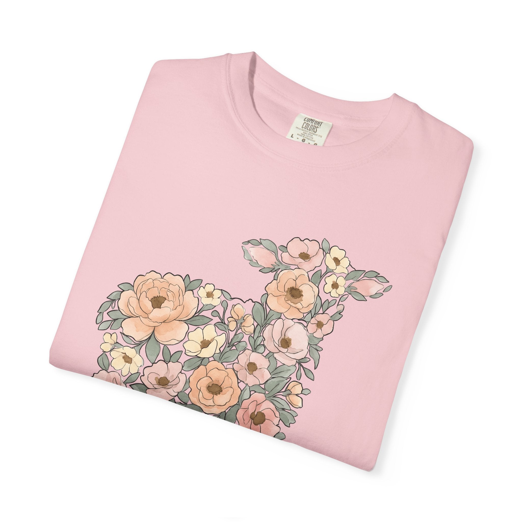 Floral Lamb Shirt Easter Spring Gift Women Watercolor Tee Lamb T-Shirt Easter Fan Watercolour Tshirt Season Graphic Hand Drawn Flowers