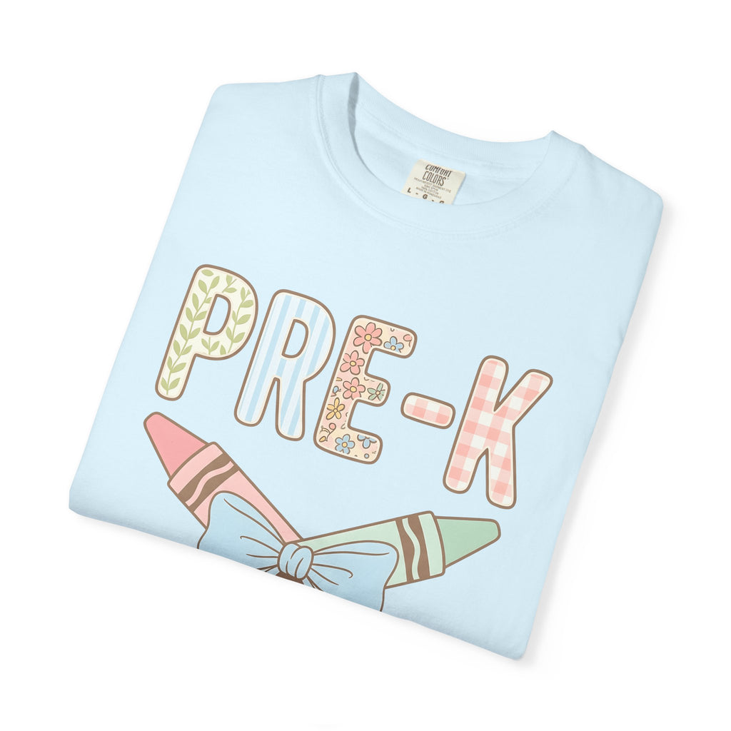Crayon Bow Shirt Teachers School Gift Women Soft Colors Tee Crayon Ribbon T-Shirt Educator Enthusiast Pastel Tshirt Classroom Graphic Anime