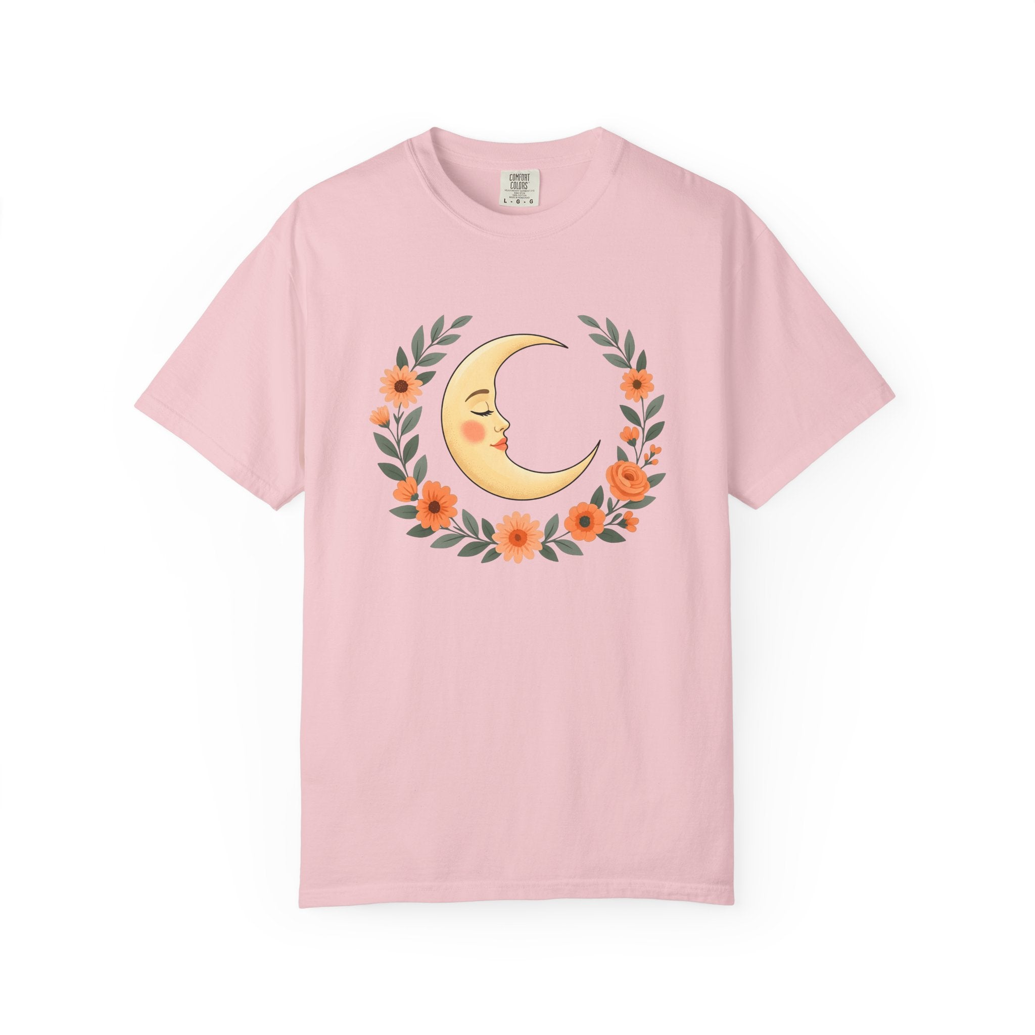 Crescent Moon Shirt Boho Chic Astrology Gift Women Hippie Tee Lunar T-Shirt Bohemian Fan Psychedelic Tshirt Zodiac Graphic Retro Flower