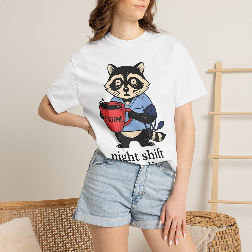 Raccoon Mug Shirt Nurses Wildlife Gift Women Comic Tee Raccoon T-Shirt Nurse Enthusiast Cartoon Tshirt Animal Graphic Vintage Nurse Uniform
