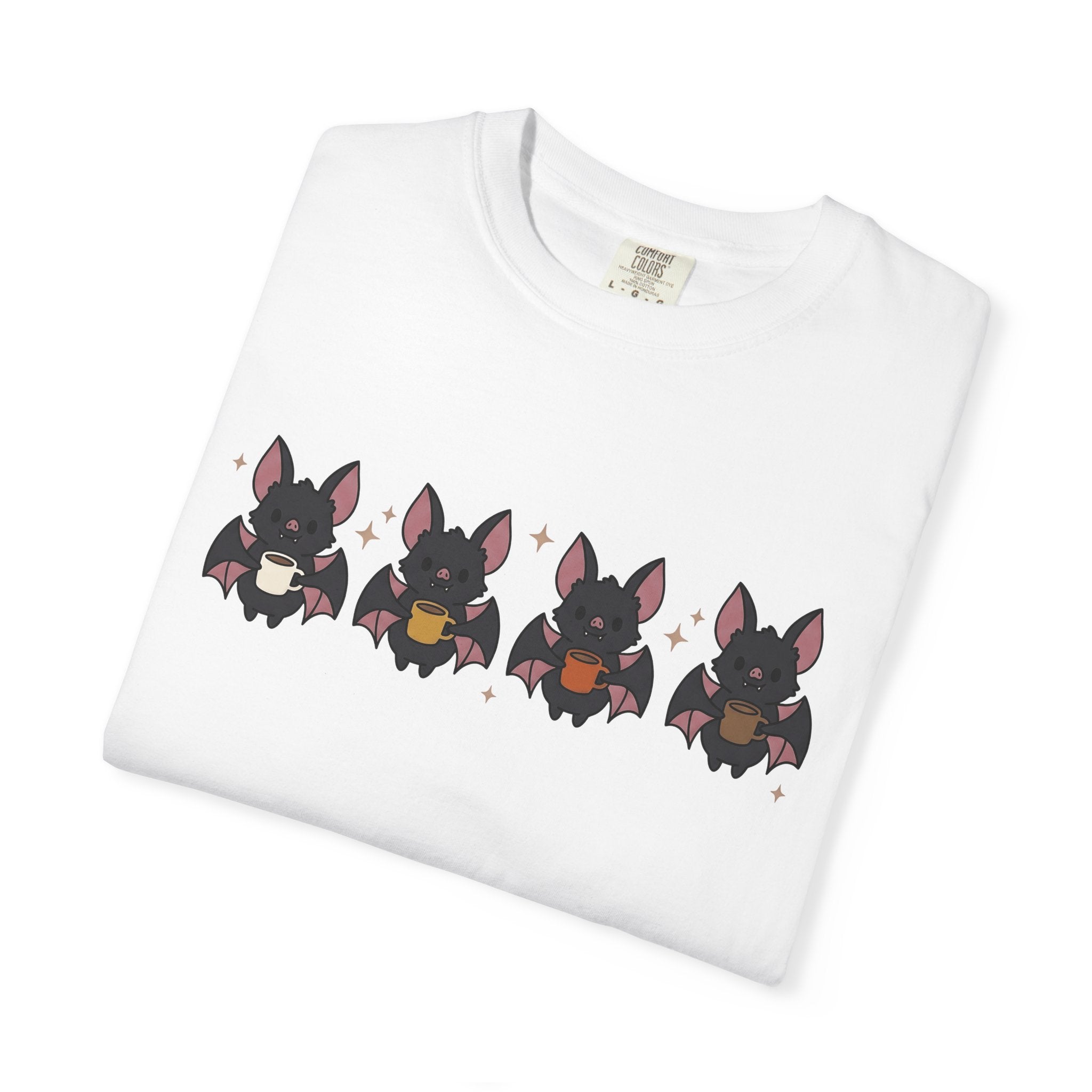 Bat Coffee Shirt Halloween Coffee Gift Women Kawaii Tee Coffee T-Shirt Horror Fan Cute Tshirt Java Graphic Cartoon Stars Tshirt