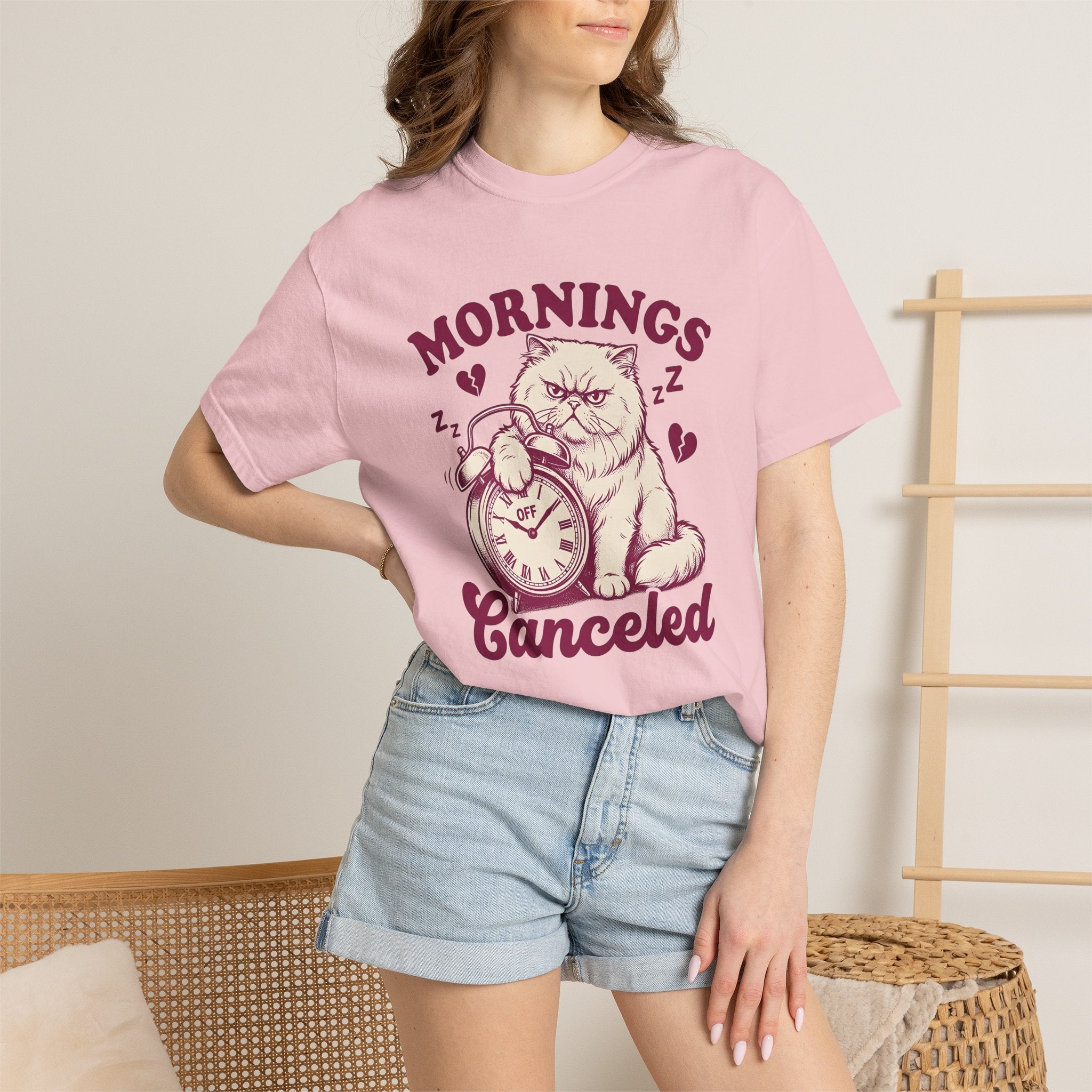 Grumpy Cat Shirt Cat Humor Gift Women Vintage Tee Kitty T-Shirt Feline Fan Retro Tshirt Funny Graphic Hand Drawn Alarm Clock Tshirt