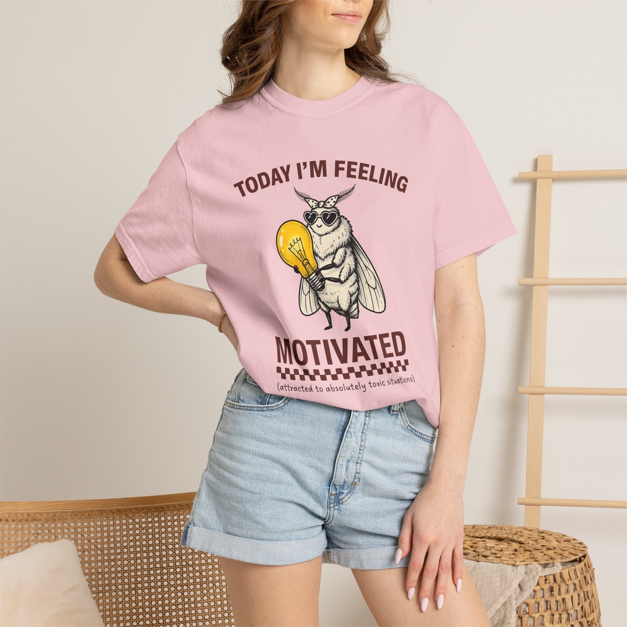 Moth Holding Lightbulb Shirt Funny Animal Gift Women Vintage Tee Moth T-Shirt Humor Fan Retro Tshirt Creature Graphic Hand Drawn Heart